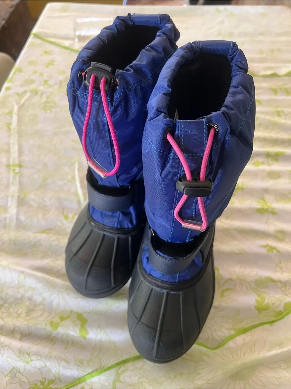 Columbia Powderbug Kids Navy Blue and Pink snow boots